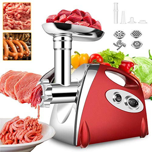 BenRich Electric Meat Grinder and Sausage Stuffer Maker, 2800 Watt Powerful Meat Mincer Machine - Red