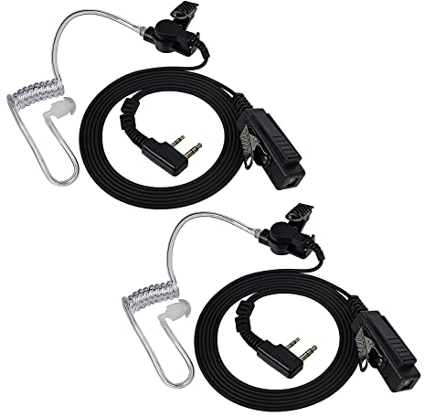 UAYESOK Walkie Talkie Ohrhörer Air Covert Acoustic Tube Security Headset Mit Mikrofon 2 Pin Für Baofeng Uv5R Bf-888S Kenwood Tk-250 Tk-2107 Tyt Funkgerät (2 Stück)