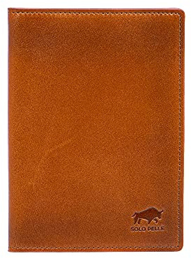 Solo Pelle Impfpasshülle, Reisepasshülle, Echtleder Passhülle, Schutzhülle Tasche für Kreditkarten Damen Herren Reisepass Geschenk, Karteninhaber, Ausweis und Reisedokumente (Cognac Braun)