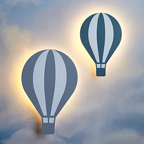 Lights4fun 2er Set LED Wandleuchte Heißluftballon Timer batteriebetrieben Innenbereich mit Fernbedienung