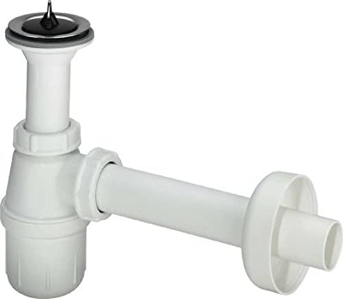 Viega Project PVC-Stecker-Siphon mit Wandrohr und Rosette 5/4 Zoll Weiß | Robustes Abflussrohr