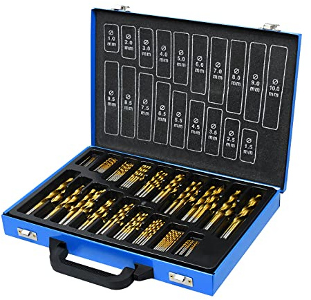 XMTECH Metallbohrer Set 170-tlg Stahlbohrer Holzbohrer,Profi-Steinbohrersatz Bohrer Set 1-10mm DIN 338 Spitzenwinkel 135° HSS-G Cobalt für alle handelsüblichen Bohrmaschinen