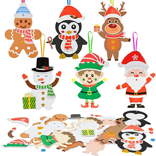 LAMEK 12 Weihnachten Bastelsets Kinder Kreative Weihnachten Kunsthandwerk | zum Basteln mit Design Santa Lebkuchenmann Rentier Elf Schneemann Pinguin für Weihnachtsbaum Winter Neujahr