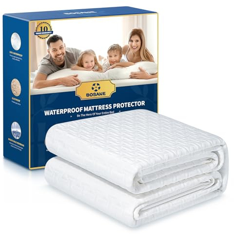 Premium 100% Waterproof King Mattress Protector Breathable Cooling 3D Air Fabric Cover Smooth Soft Hypoallergenic Noiseless Bed Cover Machine Washable Vinyl Free, 8-21'' Deep Pocket