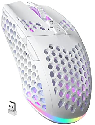SOLAKAKA SM600 White Wireless Gaming Mouse,Tri-Modes BT5.1/Type-C Wired/2.4G Wireless Mouse with 2 Side Buttons, Programmable Macro Gamer Mouse with RGB Light for Laptop/PC/Mac