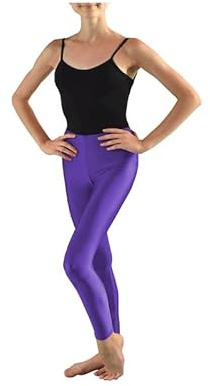 Prime fashions Legging brillant sans pieds pour fille - Pour gymnastique, ballet, danse - Nylon, violet, 9-10 ans