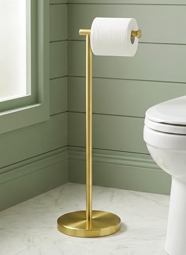 KES Gold Toilet Paper Holder Stand 26 H (Taller Version), Free Standing Toilet Paper Roll Holder with Weighted Base for Bathroom, Rustproof SUS304 Stainless Steel Brushed Gold, BPH283S66-BZ