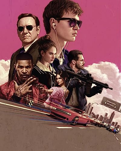 Baby Driver (2017) Poster, Ansel Elgort, Jamie Foxx, Jon Hamm, Kevin Spacey, Eiza Gonzalez, Lily James 10x8 Photo