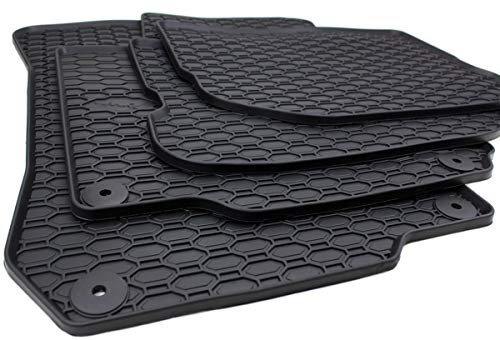 Gummimatten Kompatibel mit Golf 4 Bora 1J New Beetle 9C Fußmatten BEF. Rund | Automatten NEU Premium Qualität 100% passgenau Waben Design Schmutz Schnee & Feuchtigkeit rutschfest Druckknopf 4-tlg Schwarz