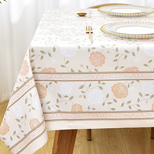 Plenmor Wachstuchtischdecke Plastik Tischdecke Wetterfest, Wachstischdecke Table Cloth Waterproof Wachstuch Tischdecke Quadratisch für Küche, Party, Tischtuch Outdoor (Rosen, 137 x 137 cm)