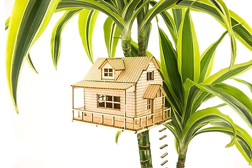 Tiny Treehouse Miniatur Baumhaus für Zimmerpflanzen - DIY Holzpuzzle, Dekoration und Geschenke, Made in Germany