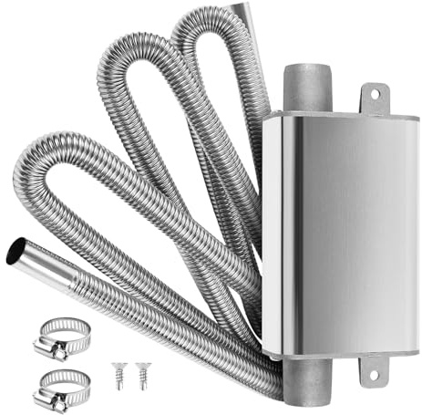 MaxEarn Silenciador pequeño de mejora con tubo de escape de 300 cm para generadores de electricidad, tubo de escape de acero inoxidable para calefacción de estacionamiento, tuberías de escape con 2