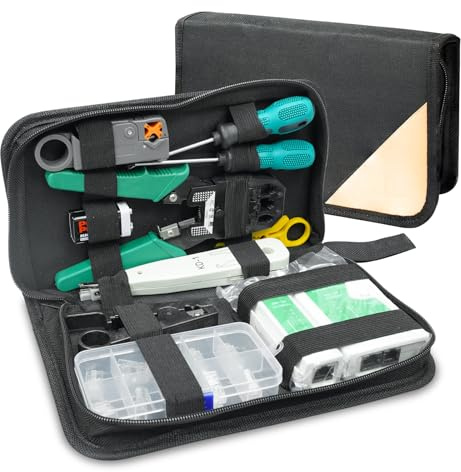 ELEUTH 12 in 1 Netzwerk Werkzeug Set für RJ45, RJ11, RJ12, Reparaturwerkzeuge,Netzwerkkabel Tester,Crimpzange RJ45,lsa Auflegewerkzeug,LAN Kabel Tester für DIY Haushalt Computer Wartung