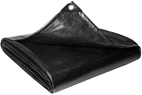 Reinforced PE Pond Liner 15 x 20 FT, 28 Mil Sun Resistant Preformed Pond Liner, Hemmed Edge with Buttonholes Liner for Outdoor Large Ponds, Fish/KOI/Duck Pond, Garden Waterfall, Waterscape, Black
