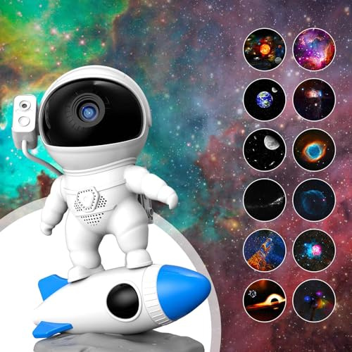 Doramier Astronaute Projecteur, Projecteur ciel etoile Avec Veilleuse, Planetarium Projecteur,Galaxy nova projecteur,Astronaute Projecteur pour enfants et adultes (fusée)