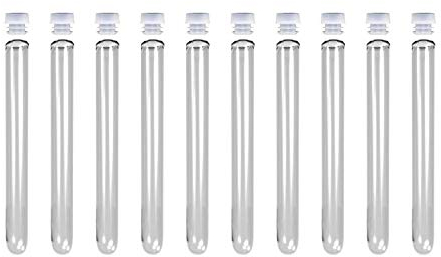 QUNINE Experiment liefert 50 Stück – 20 ml Reagenzgläser 16 x 150 mm mit Kappen, 6-Zoll-Laborchemie-Laborröhrchen (Größe: 16 x 150 mm)