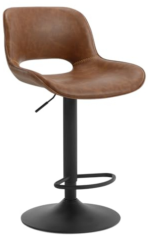 WOLTU Barhocker, höhenverstellbar, mit Rückenlehne, PU, Braun