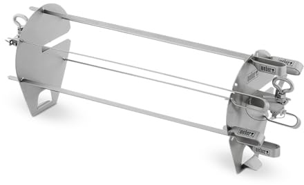 Weber Crafted kit de brochettes pour rôtissoires/Support avec 6 brochettes en Acier Inoxydable, Compatible Lave-Vaisselle, Longueur 40 cm – Argent (7685)