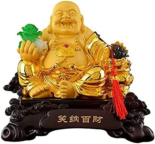 Feng Shui Dekor, lachende Buddha-Statue, Maitreya-Figur, glücklicher Buddha für Gott, Glück, Geld, Froschstatue, große Harzskulptur, Ornament, Heimbüro, dekorativ