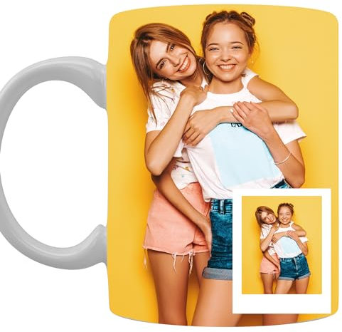 Tazas Personalizada con Foto - Taza Personalizadas Una Foto - Regalo Personalizado - Diseña tus Tazas con tu Foto y Texto - Color: Blanco - Material Cerámico - Regalo Original.