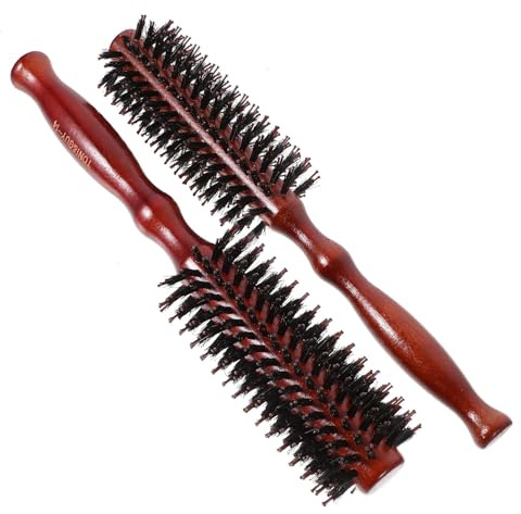 Beatifufu 2st Rundborste Naturliga Borst Trähandtag För Hårtorkning Och Styling För Både Och Långt Hår Ger Och Minskar Frizz