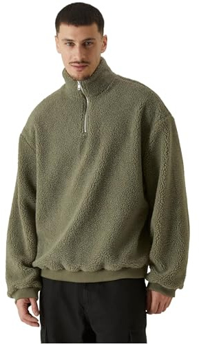 Urban Classics Troyer för män, oversized teddy-troyer av sherpa-tyg, oversize passform, storlekar S–5XL, Palegreen, M