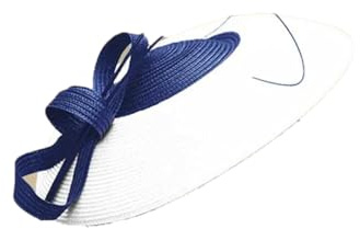 Yeuyyben Damenhut, Fascinator, Kirchenhut, Fascinator, Hochzeit, Pillbox, Hut, Sraw Fedora, breite Damenhüte, Blau-weißer Fedora, Einheitsgröße