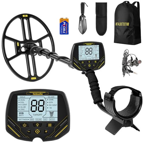 Hazlewolke 14 Metal Detector for Adults, Double-D Metal Detectors with Higher Sensitivity, Waterproof Metal Detectors with Large IP68 Search Coil, Professional DISC & Pinpointer Metal Detector Mode