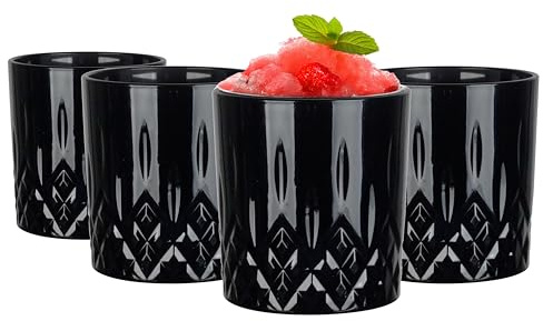 Glasmark Krosno Whisky Gläser Set Whiskey Rum Gin Bourbon Cocktail Glas Trinkgläser Geschenke Geschenk Set Geburtstaggeschenk Für Männer Whiskyliebhaber Alkohol Zubehör Schwarz 4 x 280 ML