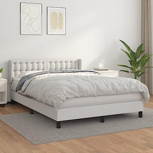 Juroupi Boxspringbett mit Matratze Weiß 140x200 cm Kunstleder Bett Boxspringbett Bett Mit Matratze Polsterbett Schlafzimmer MöBeler