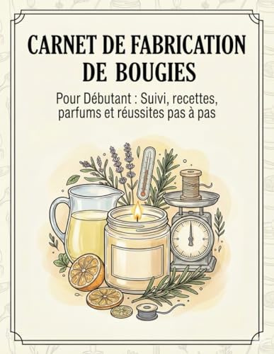 carnet de fabrication de bougies pour débutant: Guide complet DIY : De la cire à la flamme, Techniques artisanales pour créer vos bougies uniques, ... : Illuminez votre intérieur naturellement