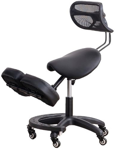 FLFLF Ergonomischer Kniestuhl mit Rückenstütze & Höhenverstellung, Abgewinkelter Bürostuhl mit Rollen für Homeoffice/Schreibtisch, Lindert Rückenschmerzen und Verbessert Körperhaltung