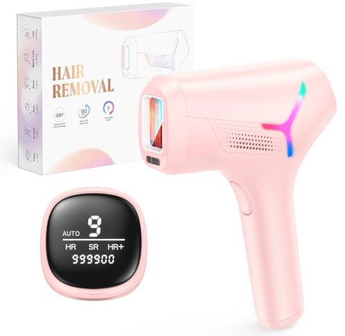 Haarlosy Epilatore Luce Pulsata con Tecnologia IGBT, 3 Modalità Indolore HR/SR/HR+ Epilatore Laser Professionale, 9 Livelli Regolabile per Corpo, Viso, Bikini di Donna e Uomo (Rosa)