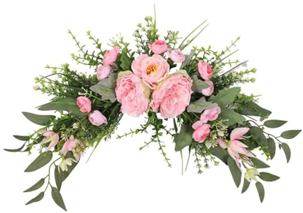 FQRDKT Arco per Matrimoni, Fiori Artificiali, Festoni Floreali per Architrave, Decorazione per La Casa, Ornamento per Le Feste, Festoni Decorativi per, Rosa