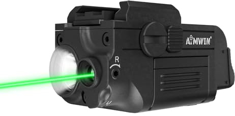 AIMWIN WL10 GL Linterna Táctica con Láser Verde 900 Lúmenes para Pistolas, Luz de Arma Recargable Magnética Compatible con Rieles 1913 y GL