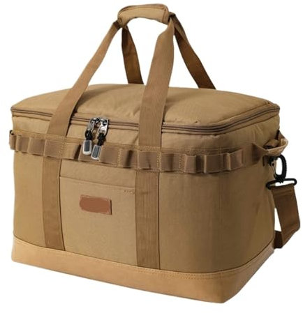 MAQDDO Isolierte Kühlbox Kühltasche mit hartem Innenfutter, große isolierte Picknick-Lunch-Tasche, Kühltasche for Camping, Grillen, Familie, Outdoor-Aktivitäten Kühltaschen Boxen(Khaki)