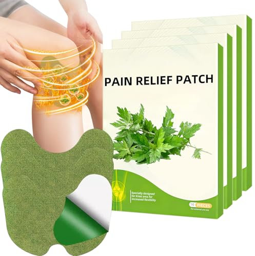 JeckBin 40PCS Pain Relief Patches UK, Wormwood Herbal Knee Pain Relief Patches, Soothing Relief for Discomfort, Deep Heat Patches for Muscle, Knee, Neck, Shoulder