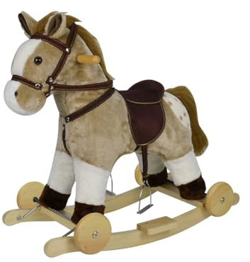 Chipolino Gunghäst ljud, med hjul, sadelformad sits, trähandtag plysch, färg: brun
