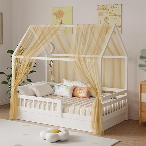 Zdada Lot de 2 ciel de lit pour maison, décoration de lit de maison, rideau de lit pour fille et garçon, décoration de chambre d'enfant, 150 x 350 cm, kaki