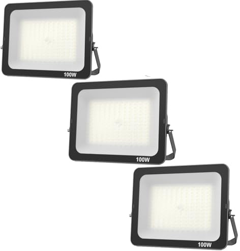 JBdusn 3pcs Foco LED Exterior 100W, Foco Proyector IP66 Impermeable Luz LED Exterior 6500K Blanco Frío, Iluminación de Seguridad para Casa,Patio,Garaje,Terraza