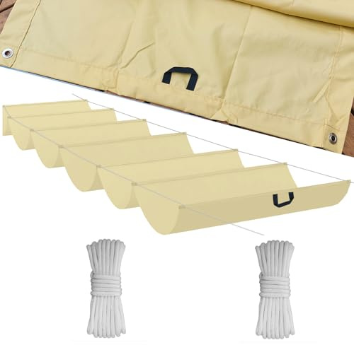 Einziehbare Welle Sonnensegel,Wellenmarkise Verstellbar Schutz vor UV-Strahlungen,Sonnenschutz,Wasserdicht,Garten,0.9x4M,Sandfarbe