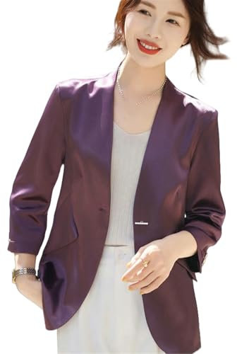 JYHBHMZG Blazer da donna per primavera ed estate, casual, con maniche a tre quarti, Lilla, M
