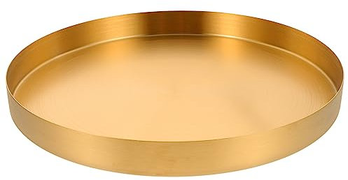 FRCOLOR Plateau à Bijoux en Acier Inoxydable Grand Doré Multifonctionnel Décoration de Bureau pour Bijoux et Cosmétiques Design Moderne
