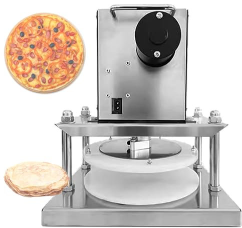Elektrisk pizzadegpress, manuell bakpress för hemmabruk/kommersiellt bruk, degpress i rostfritt stål med 22 cm/25 cm/30 cm PE-platta för att göra pizzabröd,25cm