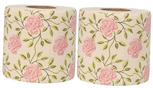 TOVINANNA Carta Igienica in Bamboo Stampa a Fiori di Rosa, 2 Pezzi Morbidi e Sostenibili per Bagno, per Uso Quotidiano e Viaggi