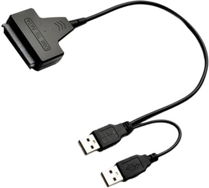 VIVIWI Cable adaptador USB 3.0 a SATA para discos duros de 2.5 pulgadas, transferencia de datos de alta velocidad con dos puertos USB e indicadores de actividad LED