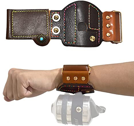 Runzkzy Cinghia per Fionda da Pesca, Cinturino da Polso con Gancio E Anello, Polsino in Pelle per la Protezione del Polso con Forte Magnetico, Accessori per Mulinelli da Pesca-XL