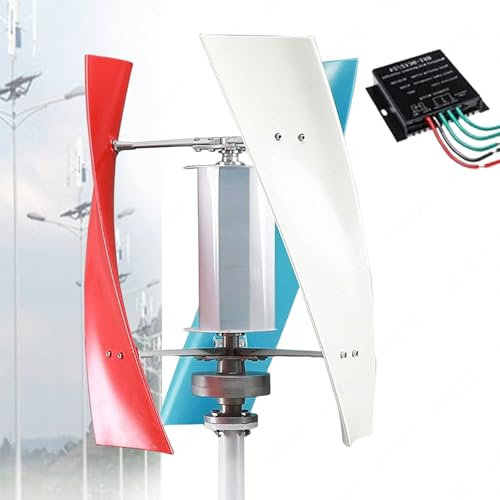 YORCME Turbina Eólica Vertical 14000W con Controlador MPPT – Generador de Energía Eólica Silencioso, 3 Aspas y Diseño Portátil para Uso Doméstico y Exterior,48V
