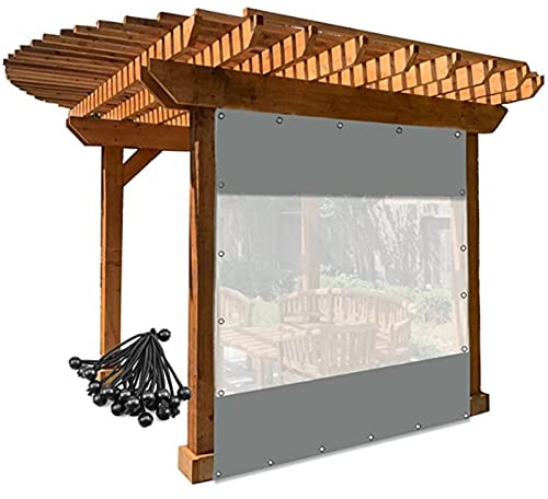 Waterproof PVC Side Panels with Window Pass-throughs Durable Weather-resistant Curtain for Pergola Patio Pavilion Garden Shade Screen Privacy Divider