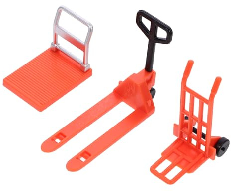 FRCOLOR Mini Chariot Élévateur Jouet en Plastique Orange Garçon Et Filles Petit Modèle De Chantier Apprentissage Motricité Jeu Éducatif Déplacement Manutention pour Anniversaire Noël